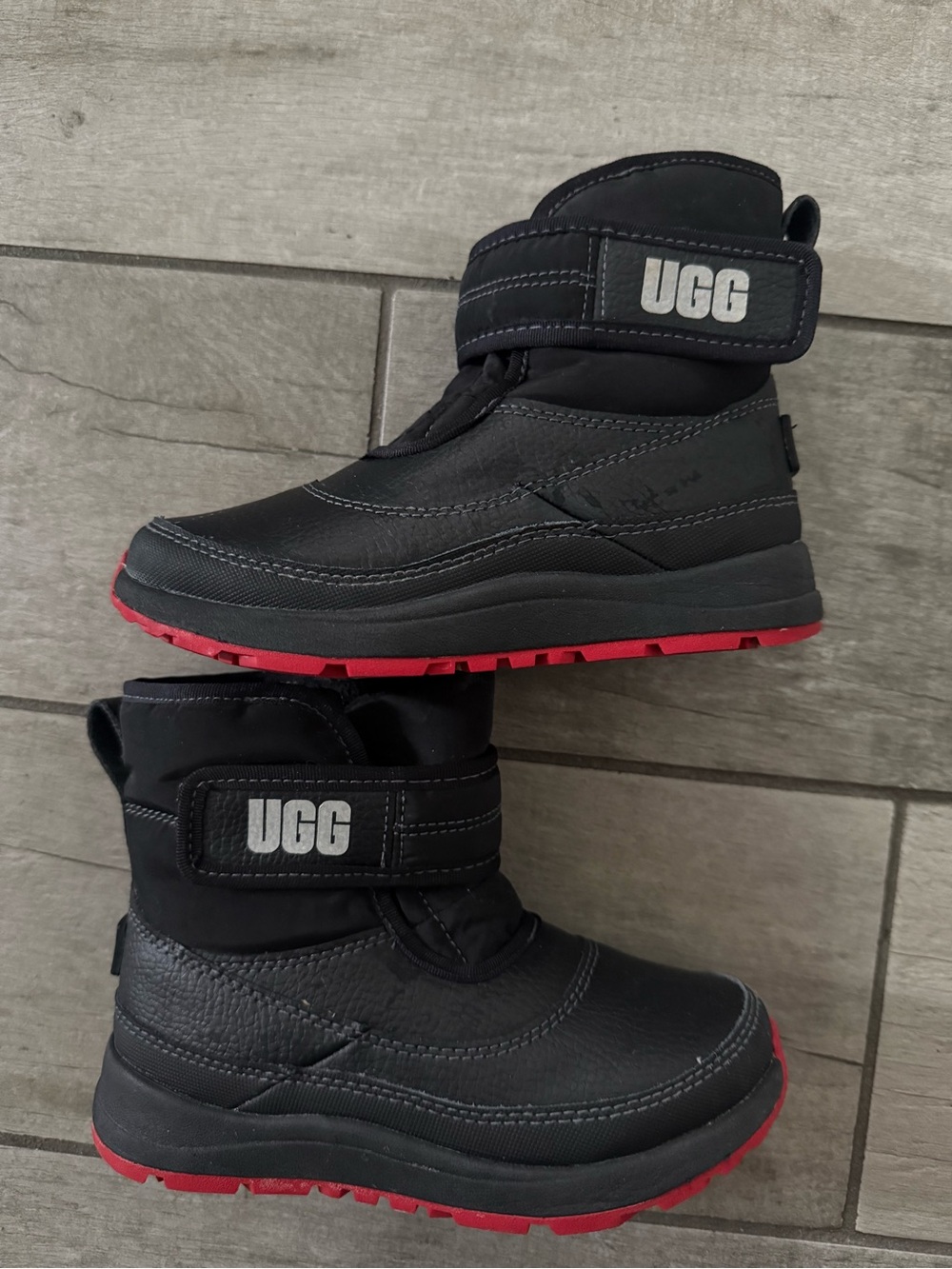 UGG Kids Black Boots with Red Soles